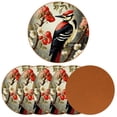 thumbnail image 2 of Woodpecker 6pcs Round Coasters Set, Microfiber Leather Drink Coasters, 11x11 cm/4.3x4.3 in, Heat- Cup Coasters for Tabletop, 2 of 6