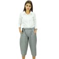 thumbnail image 6 of Bimba Women's Casual Linen Culotte Capri Pants With Back Elastic Waist & Belt Gray - X-Large, 6 of 8