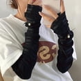 thumbnail image 3 of KGJQ Summer UV Protection Arm Sleeves for Women, Lace Pearl Sleeves Long Fingerless Driving Gloves, 3 of 9