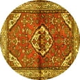 thumbnail image 1 of Ahgly Company Machine Washable Indoor Round Persian Yellow Traditional Area Rugs, 7' Round, 1 of 4