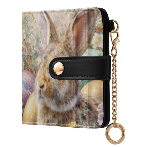 Qxltty Cute Easter Rabbit Ladies Wallet Rfid Slim Thin Compact Credit Card Women Wallet Zipper Coin Pocket and ID Window for Female Gifts