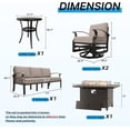thumbnail image 6 of Gotland 5 Seats Outdoor Metal Patio Furniture Set with 2 Swivel Rocking Chairs&55,000 BTU Gas Fire Pit Table w/Glass Wind Guard Patio Conversation Sectional Sofa Sets-Sand, 6 of 8