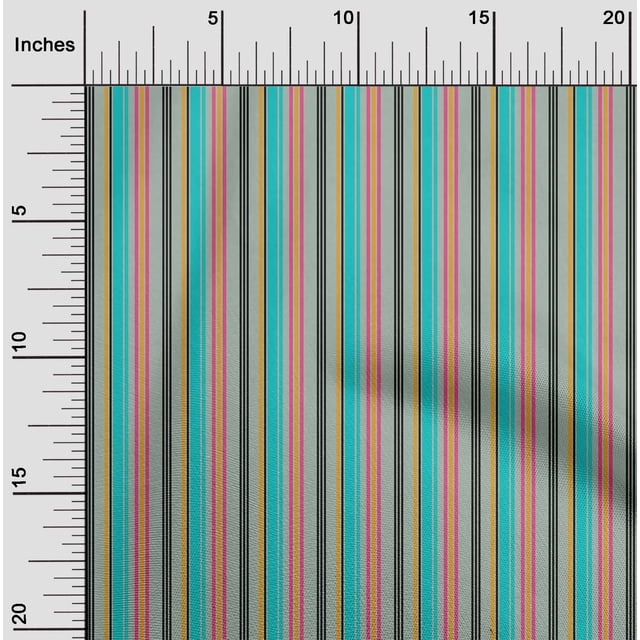 oneOone Tissu en Coton Flex Multicolore à Rayures Imprimé au Mètre 40 Pouces de Large