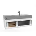 thumbnail image 4 of Amazon 48" White Wood Floating Vanity with Gray Top and Chrome Trim, 4 of 8