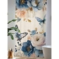 thumbnail image 4 of Sheer Curtains 108 Inches Long, Vintage Blue Floral Semi Sheer Curtains Light Filtering Window Treatment, Butterflies Watercolor Flower Linen Privacy Voile Drapes for Living Room Bedroom 52x108 Inch, 4 of 7