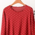thumbnail image 4 of QSAWXQZ Women's Modal Printed Pajama Top Crew Neck Polka Dots Long Sleeves Reffle Hem Relaxed Sleep Tee Lounge Top for Summer 4XL, 4 of 5