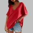 thumbnail image 2 of Plebaso Womens Summer Tops Short Sleeve V Neck Oversized T Shirts Athletic Workout Tee Shirts Activewear, 2 of 6