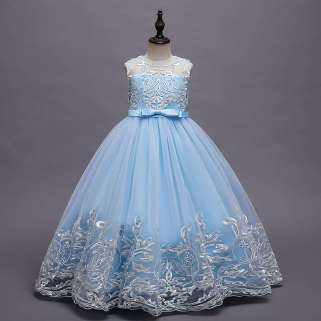 Robe Fille pour Enfants - Robe Élégante en Dentelle Fleurie pour Mariages Fêtes Concours Bals Robe Maxi Formelle