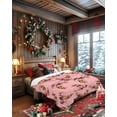 thumbnail image 4 of Christmas Flannel Blanket for Bed,Travel and Camping, Pink Nosed Reindeer Snowflakes Texture Pink Super Soft Cozy Blanket for All Seasons 40"x50", 4 of 6