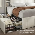 thumbnail image 4 of EnHomee Queen Size Bed Frame with 4 Drawers & 3-Tier Storage Shelf Upholstered Bed Frame Queen with Headboard Bed Frame Queen with LED Lights & Charge Station, No Box Spring Needed, No-Noise, Beige, 4 of 8