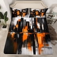 thumbnail image 2 of Homewish Orange Abstract Ombre Queen Sheet Sets, Aesthetic Watercolor Art Flat Sheet, Fashion Modern Stripes Queen Fitted Sheet, Ultra Soft Bedroom Decor, 4-Piece, 2 of 7