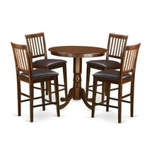 East West Furniture 5 Pc pub Table set - high Table and 4 bar stools with backs.