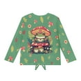 thumbnail image 5 of Xoenoiee Green Frog Mushroom Flower Print Girls Long Sleeve Shirts Toddler Soft Basic T-Shirts Top Kids Crewneck Tees Tie Front Knot Blouse, 5-6 Year, 5 of 7