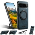 thumbnail image 3 of ELEHOLD For Google Pixel 6a Case,Compatible with Mag Safe Accessories, Luxury PU Leather 360° Magnetic Ring Kickstand Slim Shock-Absorbent Case for Google Pixel 6a,Blue, 3 of 6