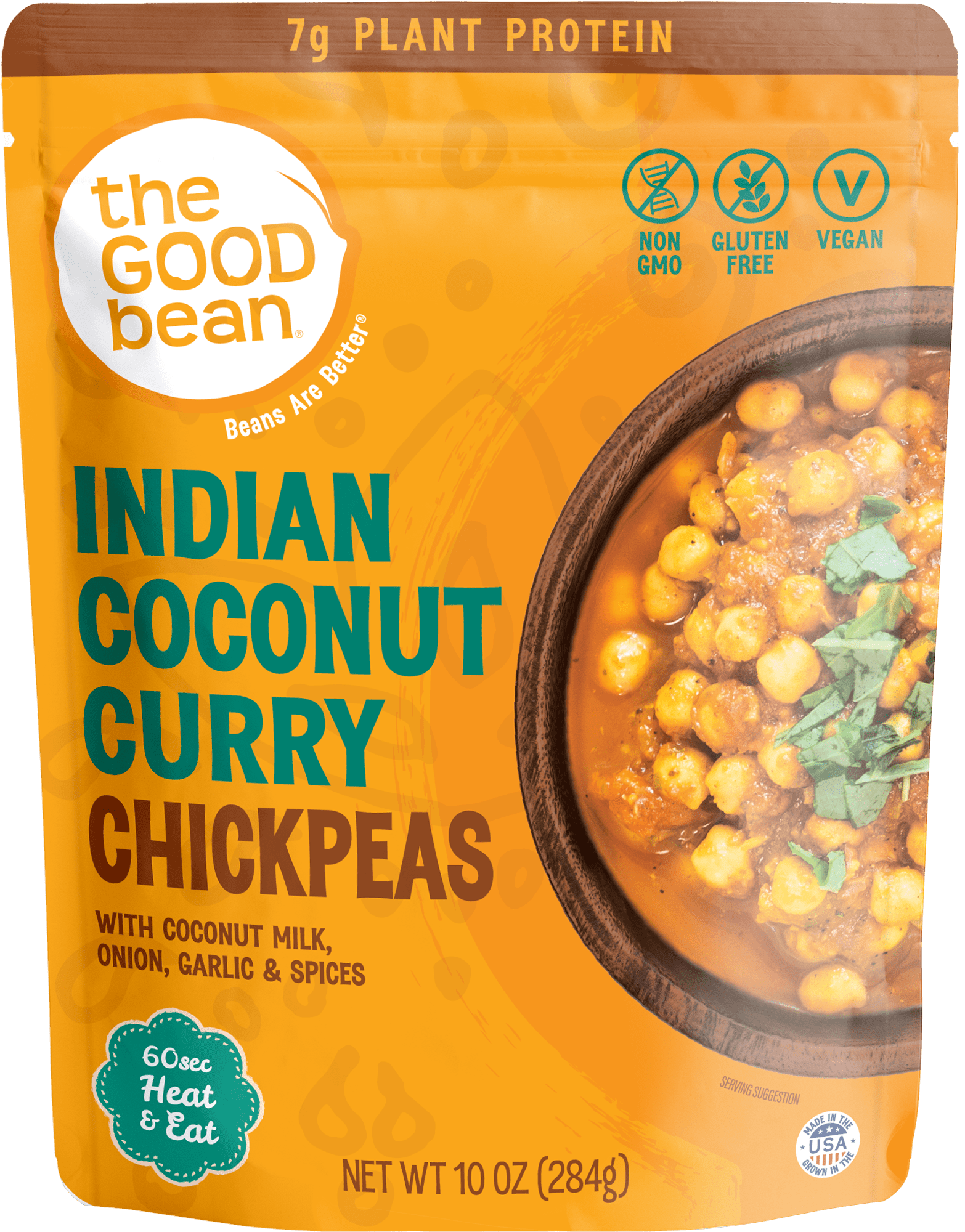 The Good Bean Heat and Eat Pouch, Indian Coconut Curry with Chickpeas