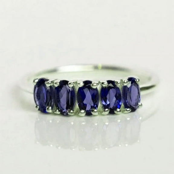 925 Sterling Silver Blue Created Sapphire and Lab Grown Ring for Women. All Size's Available.