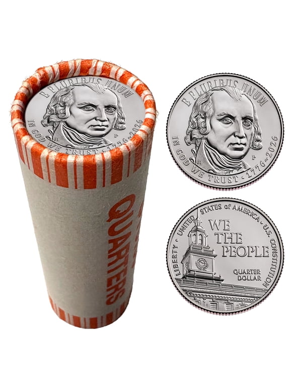 Collectible 2026-P U.S. Constitution "We the People" Quarter Coin Roll • 40 BU Coins • Philadelphia Mint • Semiquincentennial Issue • America's 250th
