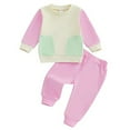 thumbnail image 2 of Dealovy Infant Baby Clothes Fall Winter Toddler Crewneck Color Blocked Sweatshirt with Long Pants Kids Causal 2PCS Clothing Sets, 2 of 3