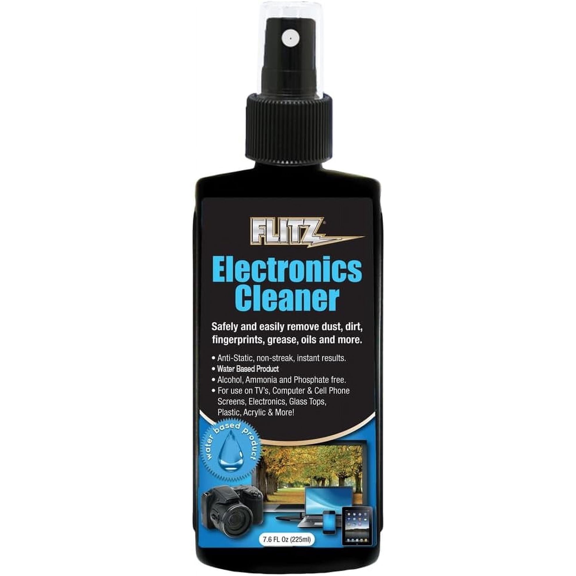Flitz Electronic Screen Cleaner Spray - 7.6oz of USA-Made Multi-Purpose Monitor Cleaner for Computers, TVs, Lenses, Phones, & More - Non-Streak, Anti-Static Screen Spray w/ No Harsh Chemicals