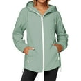 thumbnail image 3 of Lightweight Windbreaker for Women Outdoor Hiking Travel Long Sleeve Zip Up Hooded Casual Jacket with Pockets Outerwear, 3 of 4
