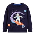 thumbnail image 2 of HILEELANG Little Boy Black Sweatshirts Halloween Astronaut Graphic Glow in the Dark Crewneck Long Sleeve Pullover Cotton Top Sweater Shirts 7 Years, 2 of 5