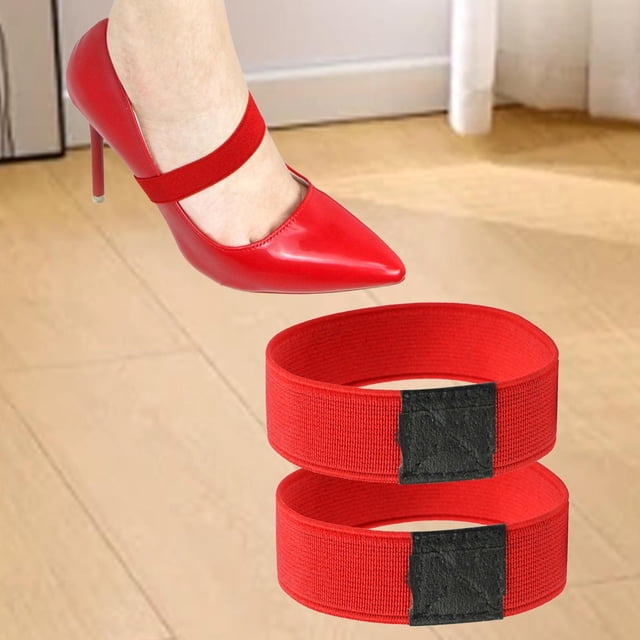 2 correas elásticas para zapatos, bandas elásticas para tobillos de mujeres y niñas, cordones antisueltos, bandas de repuesto para zapatos planos. rojo