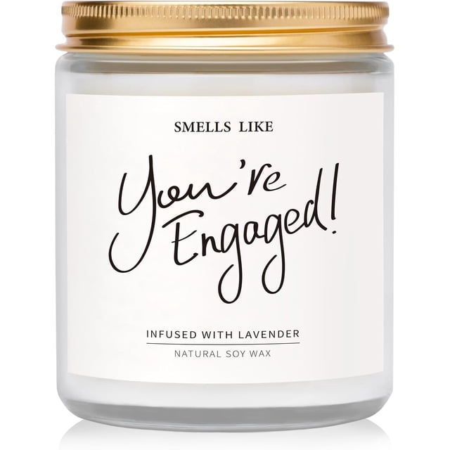Elequaint Engagement Gifts - Lavender & Eucalyptus Scented Jar Candle for Couples, Newly Engaged, Wedding