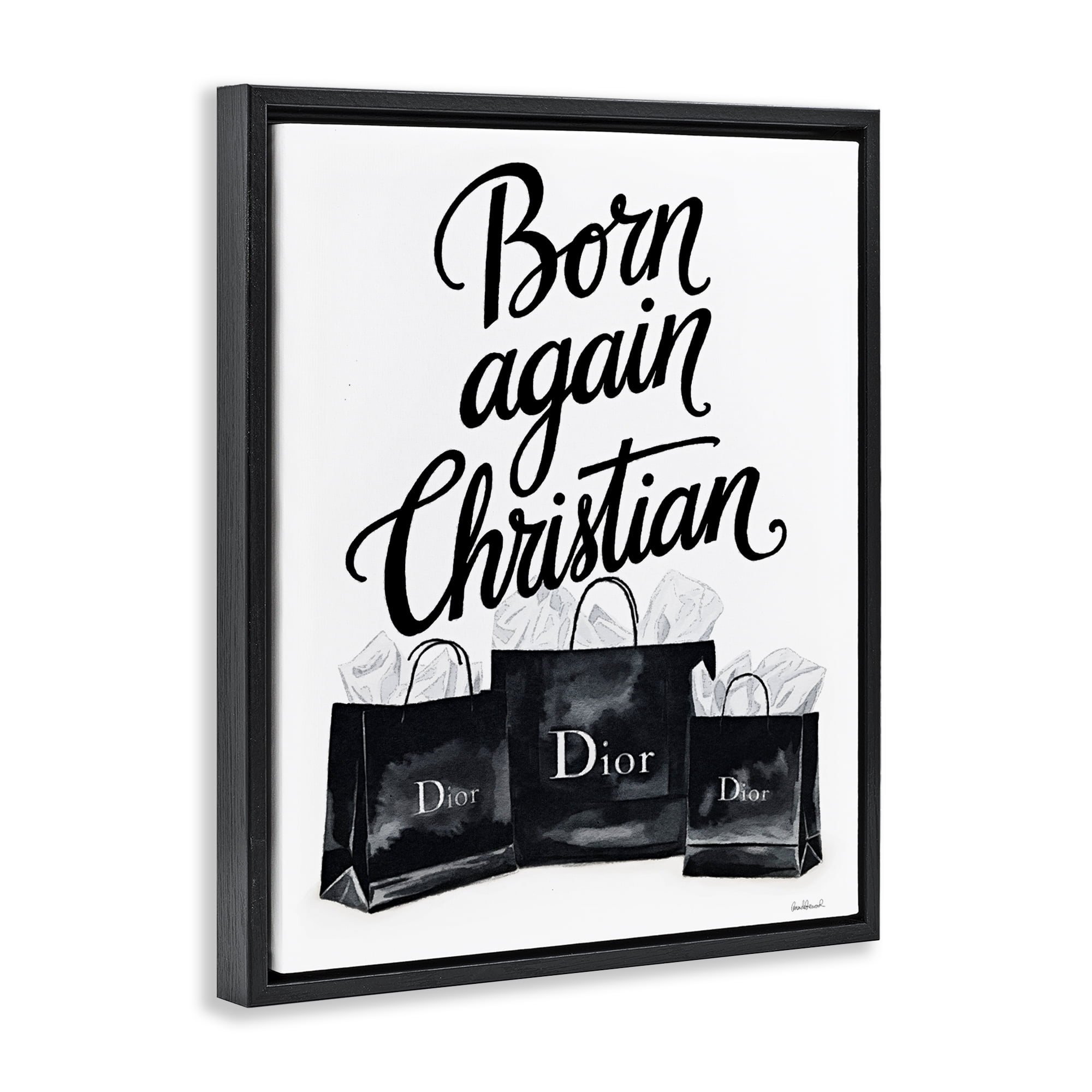 Shopping Born Again Christian Black Framed Floater Canvas Wall Art, design by Amanda Greenwood