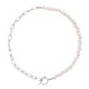 thumbnail image 3 of Collar de perlas para mujer, collar de cadena con clip chapado en oro, collar con hebilla, collar de cadena de perlas dulces, juego de 2 dorados, 3 of 5