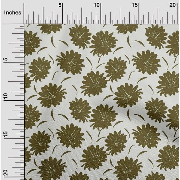 oneOone Cotton Flex Olive Green Fabric Florals Quilting Supplies Print Sewing Fabric By The Yard 40 Inch Wide-UNE