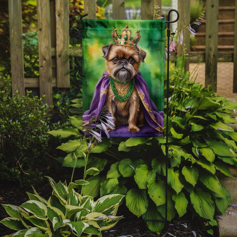 Brussels Griffon King of Mardi Gras Garden Flag 11.25 in x 15.5 in