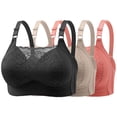 thumbnail image 3 of Brnmxoke 3PC Minimizer Bra for Women - Plus Size Lace Bra Womans Full Coverage Bras Breathable Comfort Unlined No Underwire Bra Orange,XL, 3 of 7