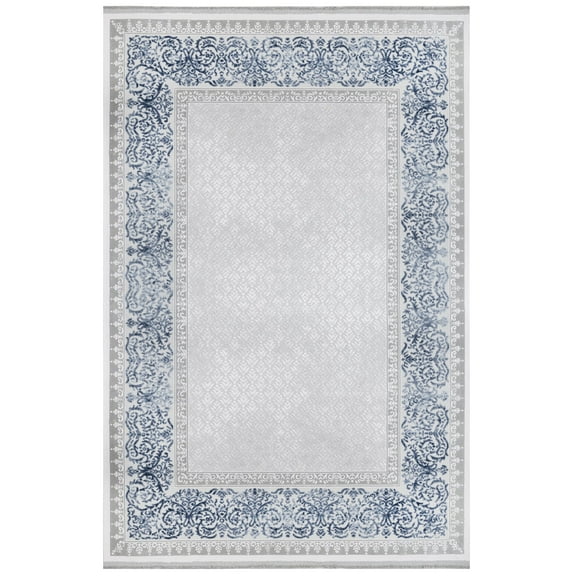 Cornflower Blue Geometric Acrylic Area Rugs for Living Room Jacquard Textured Modern Rugs Soft Geometric Rug for Bedroom Washable Rug Non-Slip Bohemian Carpet Perfect for Dining Room Office Beige
