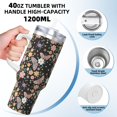 thumbnail image 3 of Sikiie Floral Insects Insulated Stainless Water Bottle Lid Travel Mug Cup Insulated Tumblers Cup 40oz Ice Bully With Handle, 3 of 8