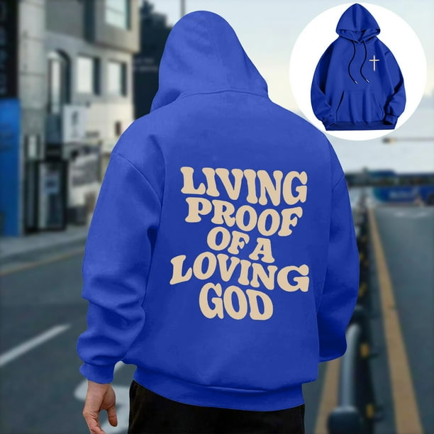 MHFRRA Sudadera Informal con Capucha y Manga Larga para Hombre con Diseño Estampado para Primavera y Otoño, Cómoda para Uso Diario Azul