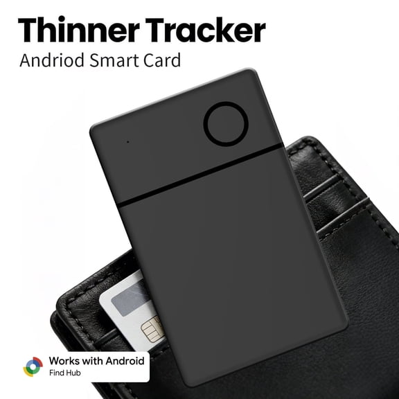 RSH Card Tracker for Wallet, Samsung & Android Compatible, Google Find Hub Smart Tag, Slim Anti-Lost Wireless Charging Card, Black, 1 Pack