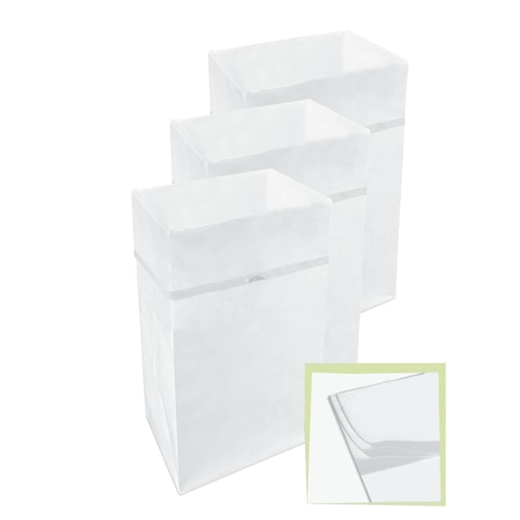 Clean Cubes Multi 30-Gallon Pop-Up Trash Bins, 3-Pack, White – Disposable, Collapsible, with Fitted Trash Bags