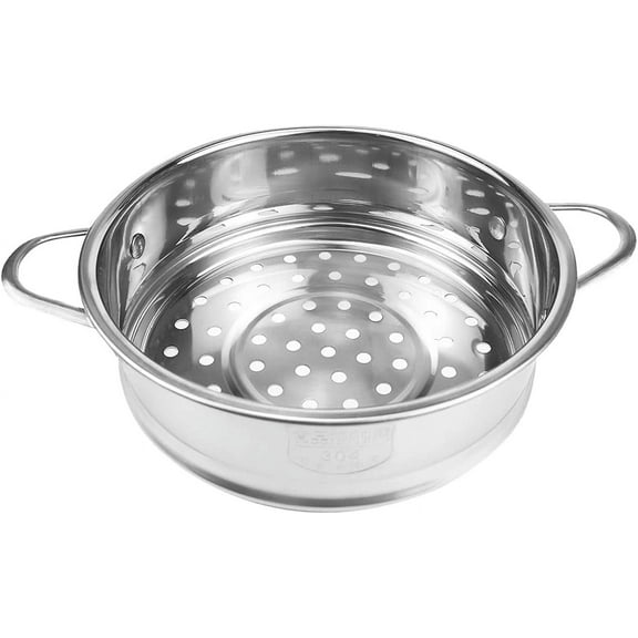 ABCISI Stainless Steel Steamer Pot - 6.3 Inches Round with Cooking Rack and Food Steamer Basket Insert for Kitchen Dim Sum Dumplings Bun (16cm)