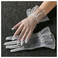 thumbnail image 1 of Gants de Mariage Femmes Transparente Ultramince Froncement de Volant Dentelle Doigts Pleins Bal Cocktail Scène de Performance Mariée Gants, 1 of 10