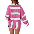 thumbnail image 4 of HAiming Womens Oversized Sweatshirt 2025 Trendy Striped V Neck Long Sleeve Shirts Fall Winter Casual Going out Blouses, 4 of 4