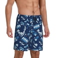thumbnail image 2 of Wukai Blue Bus Men’s Short Pajama Pants With Pockets Soft Sleep Pj Shorts for Men-X-Large, 2 of 6