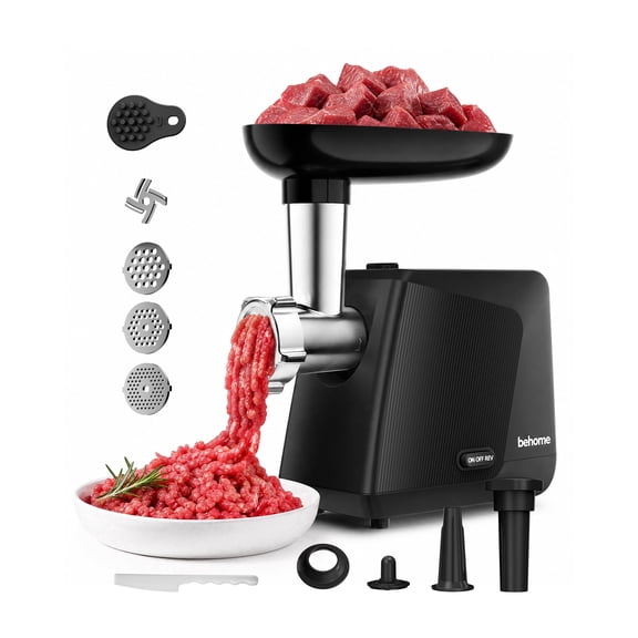 Behome 2800W Max Electric Meat Grinder, Heavy Duty Stainless Steel Meat Mincer with 1 Blade & 3 Grinding Plates, Meat Grinder Machine for Home Use, Black