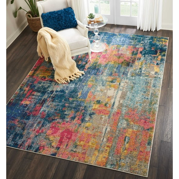 Nourison Celestial Abstract Blue/Yellow 7'10" x 10'6" Area Rug, (8x11)