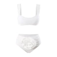 thumbnail image 4 of Women's Solid Color Three Flower With Steel Support And Chest Pad Split Swimsuit Swimsuit Cute Rompers for Women Sporty 50s Swimsuits for Women Sunflower Bathing Suit Short Sleeve Bathing Suit for, 4 of 8