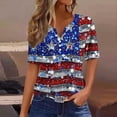 thumbnail image 2 of Blusas de las Mujeres Casual Gradiente de Manga Corta V-Cuello Superior, Imitación Marco Casual Blusa para las Mujeres, Mano Lavado Primavera Verano Desgaste, 2 of 7