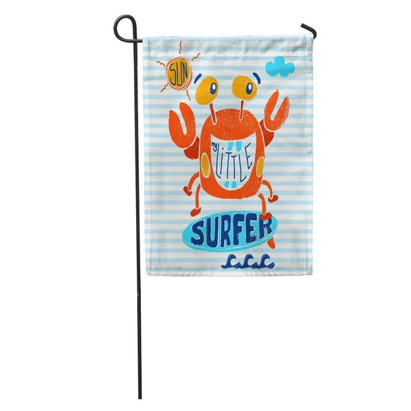 POGLIP Cute Crab Surfer for Children Wear in Custom Colors Effect Garden Flag Decorative Flag House Banner 28x40 inch