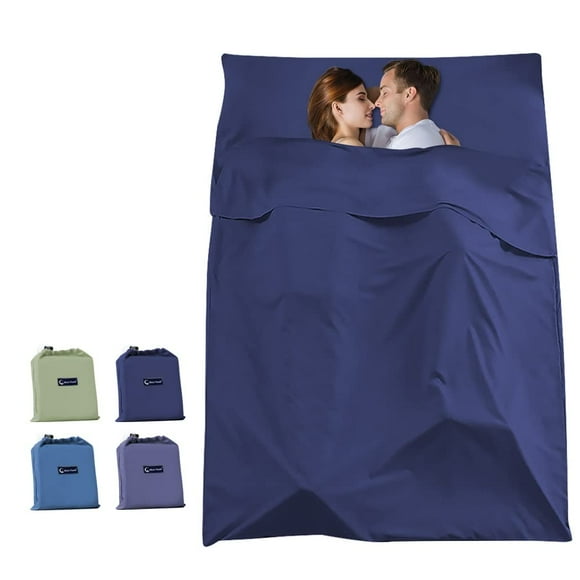 Doublure de Sac de Couchage Sac de Couchage Compact Drap de Voyage Léger Draps de Camping Sac de Couchage Doublures de Sac de Couchage Compact Bleu Marine 45 x 82.6 Pouces(115 x 210cm)