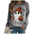 thumbnail image 4 of mgoYE Halloween Tshirts Women Long Sleeve Crewneck Casual Dressy Tops Funny Graphic Halloween Fall Fashion Outfits(Grey,S), 4 of 7