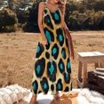 thumbnail image 3 of Teal Leopard Print Animal Texture Sleeveless Dress Women's Evening Dress Womans Clothing, 3 of 9