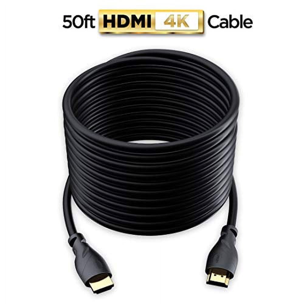 PowerBear 4K HDMI Cable for TV, Braided Nylon and Gold Connectors HDMI Cord, 4k @ 60hz, Ultra HD, 2K, 1080p, ARC and CL3 Rated for Laptop, Monitor, Ps5, Ps4, Xbox One, and Apple TV, 50 feet, 1 Pack
